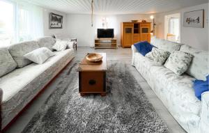 a living room with a couch and a coffee table at 2 Bedroom Stunning Home In Öxnevalla in Gunnabo