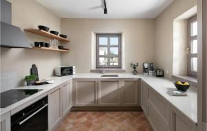 une cuisine avec des armoires blanches et un évier dans l'établissement Villa Cantata, à Sveti Lovreč Pazenatički