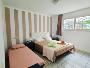 Un dormitorio con dos camas y una ventana. en Rocas del Mar 138, en Costa del Silencio 17 fotos más