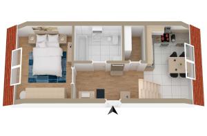 a diagram of a room with a floor plan at Ferienwohnung Seeblick - Ferienwohnung mit Ausblick auf den Yachthafen in Waren
