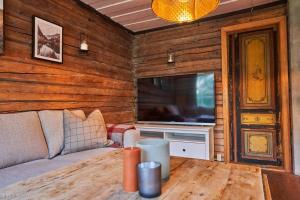 Un televizor și/sau centru de divertisment la Koselig hytte på gårdstun i Oslo