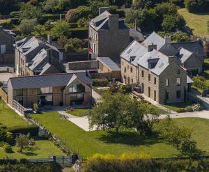 an aerial view of a house at Les Grands Gîtes de Cancale, gîtes de charme avec jacuzzi in La Coudre