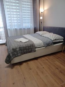Łóżko lub łóżka w pokoju w obiekcie APARTAMENTY CENTRUM PAŁACOWA