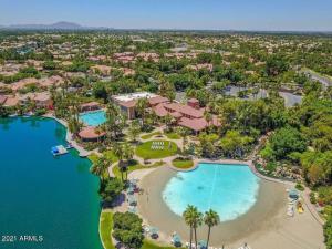an aerial view of a resort with a pool and a resort at Val Vista Oasis- Gorgeous Gilbert Home with Pool in Gilbert