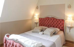 a bedroom with a large bed with a red headboard at Sublime Château Avec Piscine in Pont-Saint-Esprit +49 photos