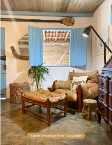 Et opholdsområde på Minha Casa em Caraíva, no centro da vila