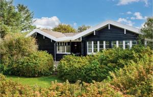 a black house with bushes in front of it at Holiday Home Hyttefadet in Lønstrup