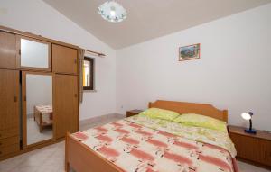 Un dormitorio con una cama, una cómoda y un espejo. en 1 Bedroom Amazing Apartment In Liznjan, en Ližnjan