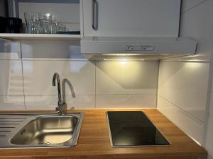 Kuchyň nebo kuchyňský kout v ubytování 2 Zimmer Apartment mit kostenlosem Parkplatz + 21 fotografií