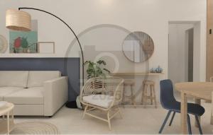 una sala de estar con un sofá y una mesa en Nice Apartment In Starigrad Paklenica, en Starigrad-Paklenica