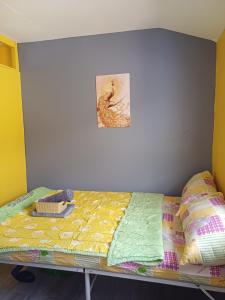 a bed in a room with a picture on the wall at Fully-furnished House Near Puan, Bago & Baliok in Davao City in Davao City