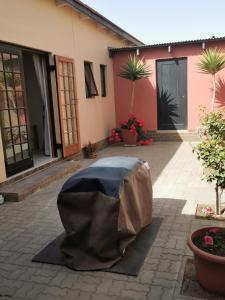 a tent in the courtyard of a house at Bibi's Place in Swakopmund