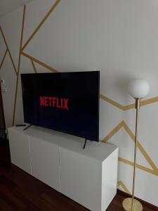 TV a/nebo společenská místnost v ubytování Apartmán Palma - 15 min od centra Prahy
