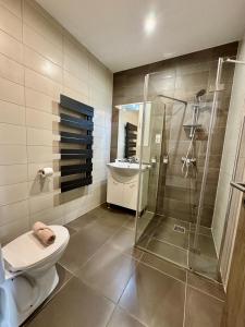 Koupelna v ubytování CENTER rooms + 37 fotografií