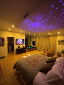 Μια τηλεόραση ή/και κέντρο ψυχαγωγίας στο Chambre romantique avec Jacuzzi privée