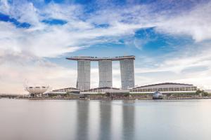 a view of the city of dubai from across the water at Marina Bay Sands in Singapore