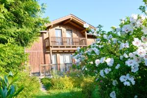 Ein Garten an der Unterkunft Chalet Attersee - ganzes Ferienhaus, Seeblick, Kamin, Sauna