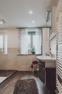 a kitchen with a sink and a counter top at Ferienwohnung Tretter Natur Pur in Erbendorf +27 photos