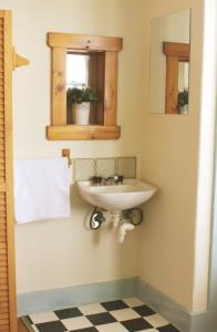 a bathroom with a sink and a mirror at Katoomba Mountain Lodge in Katoomba