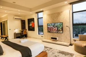 TV a/nebo společenská místnost v ubytování George Residence Cooper Road, Ikoyi