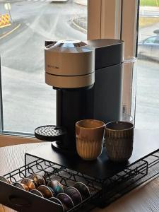 トロムソにあるSentral studioleilighetのコーヒーメーカー(トレイにカップ2杯付)