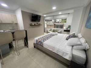 Kuchyň nebo kuchyňský kout v ubytování Castellana 202 - Apartaestudio loft en la Castellana Norte