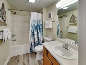 a bathroom with a sink and a toilet and a shower at Paradise Pines Whispering Pines 133 in Pigeon Forge