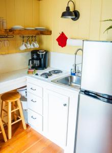 une cuisine avec un réfrigérateur blanc et un évier dans l'établissement Cottage 3 - Pet Friendly - 1 Bedroom / 1 Bath, à Wolfeboro
