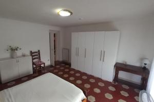 a bedroom with a bed and a desk and a chair at Tradate centro -150mt dalla stazione Ferrovie Nord in Tradate
