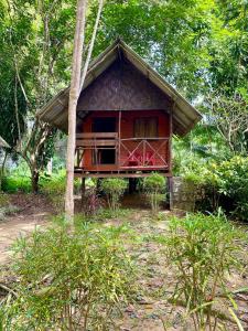 a small house in the middle of a forest at Khao Sok Green Mountain View in Khao Sok National Park