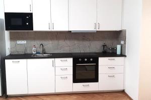 Kuchyňa alebo kuchynka v ubytovaní Arbes apartman