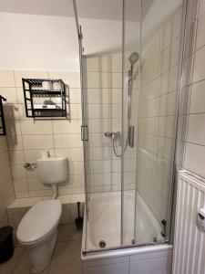 Koupelna v ubytování Ferienwohnung Zeitz Appartment Moritzburg + 30 fotografií