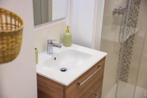 une salle de bain avec lavabo et douche dans l'établissement N2 Les Arcades de Montaudry - Terrasse - Parking, à Albi