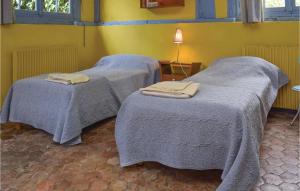 two beds with blankets on them in a room at Maison Du Lac in Beaumontel +20 photos