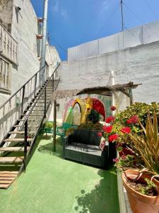 a garden with plants and flowers in a building at Rosa de los Vientos in Cádiz +26 photos