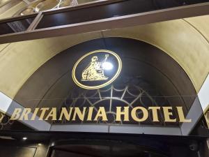 a sign for a britannia hotel in a building at Britannia Hotel Birmingham New Street Station Birmingham in Birmingham