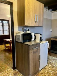 a kitchen with a microwave on top of a counter at Casa Benalua, Siglo XVI in Granada +14 photos
