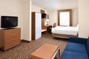 una camera d'albergo con letto e TV di Holiday Inn Express Hotel & Suites Bonita Springs/Naples, an IHG Hotel a Bonita Springs