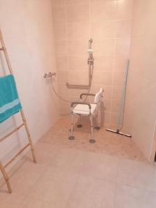 ロンジュヴィル・シュル・メールにあるLogement PMR, chez Nathalieのバスルーム(椅子付)が備わります。 +5枚の写真