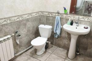 un baño con inodoro y lavabo en Sweet Family Home in Yerevan, en Ereván 39 fotos más