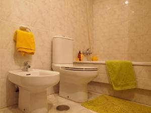 ein Bad mit einem WC und einem Waschbecken in der Unterkunft Sunny apartment Aldea Del Mar near the sea in Torrevieja