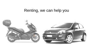 un coche y una moto aparcados uno al lado del otro en Costa Lodges, Shared Room Funchal or Santa Cruz, en Santa Cruz