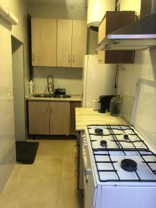 a kitchen with a white stove and a sink at Estudio amueblado en El Ejido in El Ejido