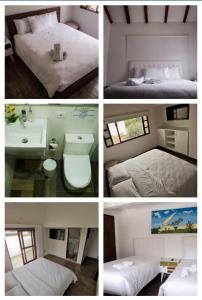 kolaż czterech zdjęć pokoju hotelowego w obiekcie Once Casa Completa w mieście Villa de Leyva