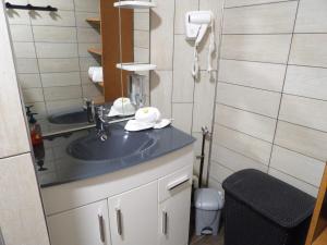 a bathroom with a sink and a mirror at Le Cosy Wiener *Paris*Gare à 300 m*Disneyland* in Champs-Sur-Marne +10 photos