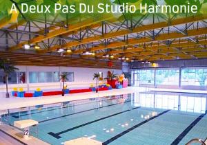 a large swimming pool with a pool sidx sidx sidx at Joli studio avec terrasse, 2km A79, 6km le Pal in Dompierre-sur-Besbre