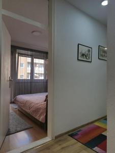 a bedroom with a bed and a window at Apartman Maja in Bijeljina