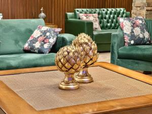 a pineapple on a coffee table in a living room at Hotel Glamour da Serra in Gramado