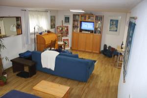 TV a/nebo společenská místnost v ubytování Souterain Appartement 19 min zu Fuß Downtown