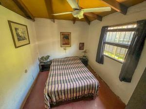 a bedroom with a bed and a ceiling fan at Compañeras in La Pedrera